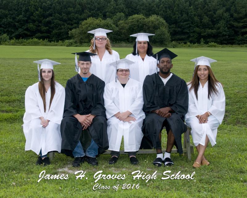 The Class of 2016 poses for a group photo. Shown are in back (l-r) Chelsey Hall, Dagsboro; and Maria Carmona, Frankford. In front are Megan Luchansky, Greenwood; Seth Boudreaux, Delmar; Michelle Phillips, Milford; Terrance Upshur, Frankford; and Judith Diaz, Milford. Not pictured are Timothy Baker, Georgetown; and Sandi Vann, Millsboro. SUBMITTED PHOTO